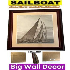 🛑SAILBOAT Water Vessel ➕ FRAMED 🆒 WALL ART Ocean Yacht PAINTING 💸BUY NOW‼️🟢